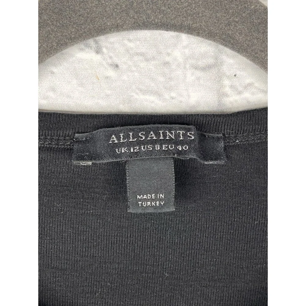 ALLSAINTS Women's Black Short Sleeve Stevie T-Shirt US 8 - Picture 2 of 5